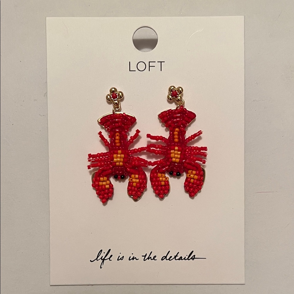 LOFT Vibrant Red Lobster Earrings